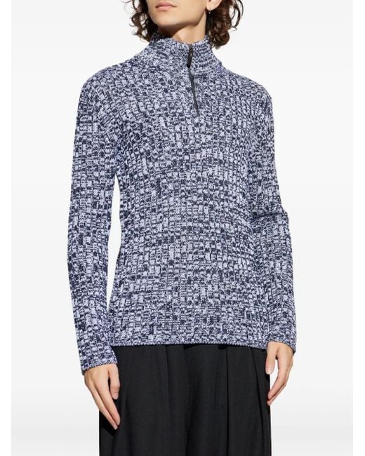 Tod's Blue Half-Zip Textured Wool Sweater for men