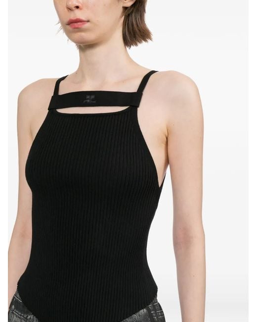 Courreges Black Ribbed-Knit Vest Top