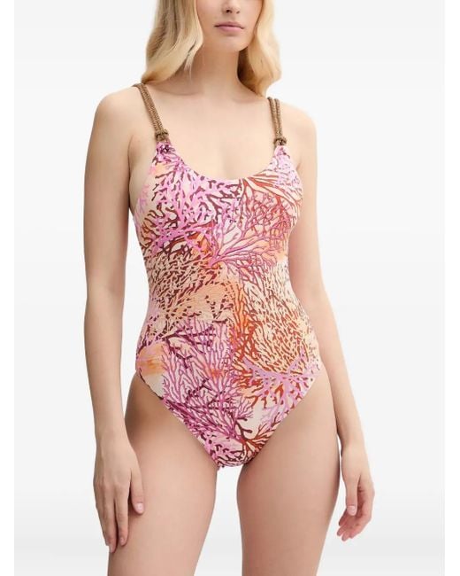 Guess Red Coral-Print Knotted Swimsuit