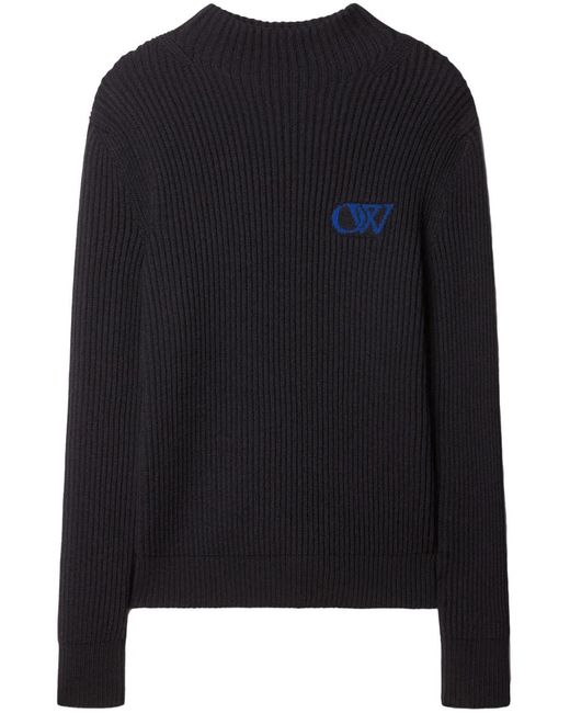 Off-White c/o Virgil Abloh Black Logo-Embroidered Rib-Knit Jumper for men