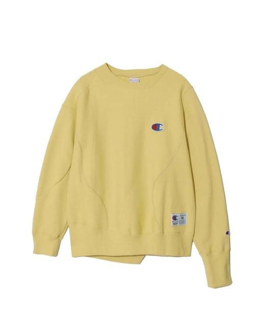 Undercover Yellow X Champion Logo-Patch Asymmetric Sweatshirt