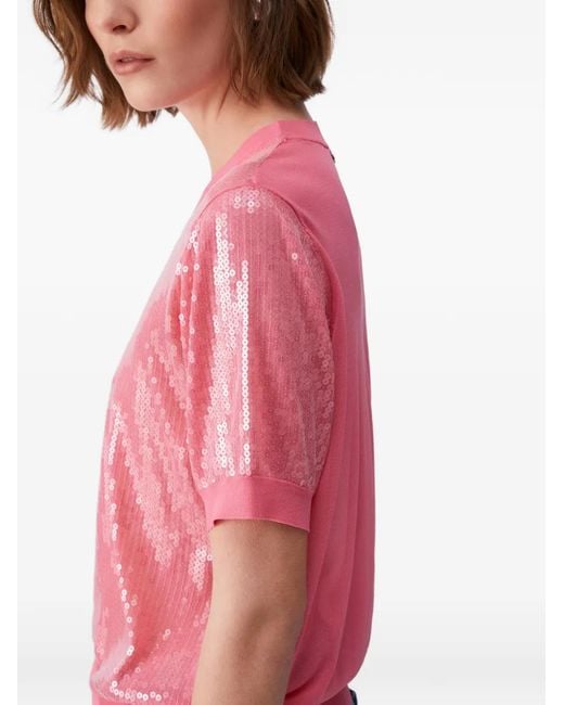 Liu Jo Pink Sequin Short-Sleeve T-Shirt