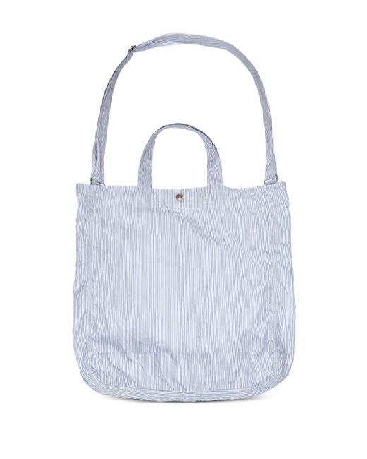 Comme des Garçons Blue Logo-embroidered Stripe Cotton Tote Bag for men