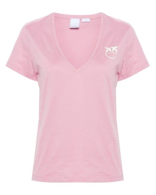 Pinko Pink Turbato T-Shirt mit Love-Birds-Motiv