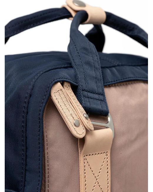 Doughnut Blue Macaroon Leather-Trim Buckled Backpack