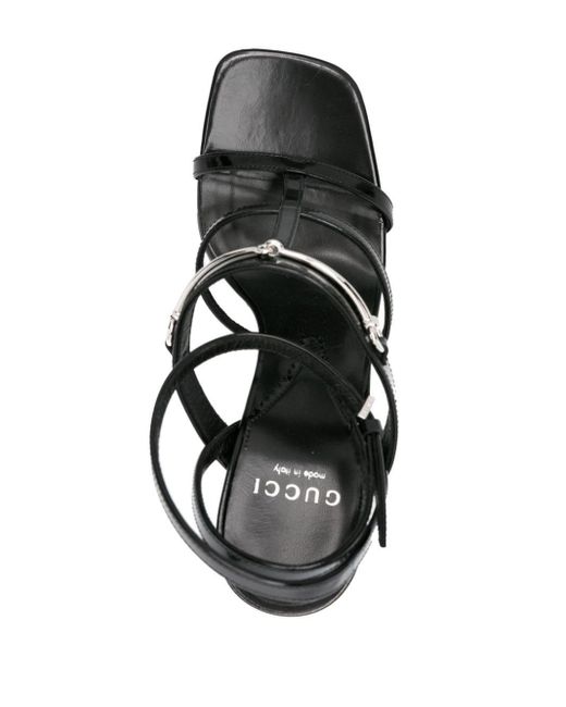 Sandales en cuir à détail de mors 105 mm Gucci en coloris Black