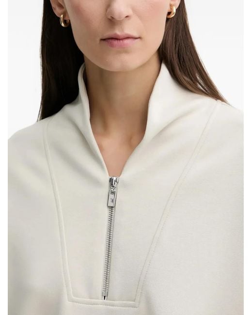 Joseph Ribkoff White Zip Funnel Neck Sweatshirt