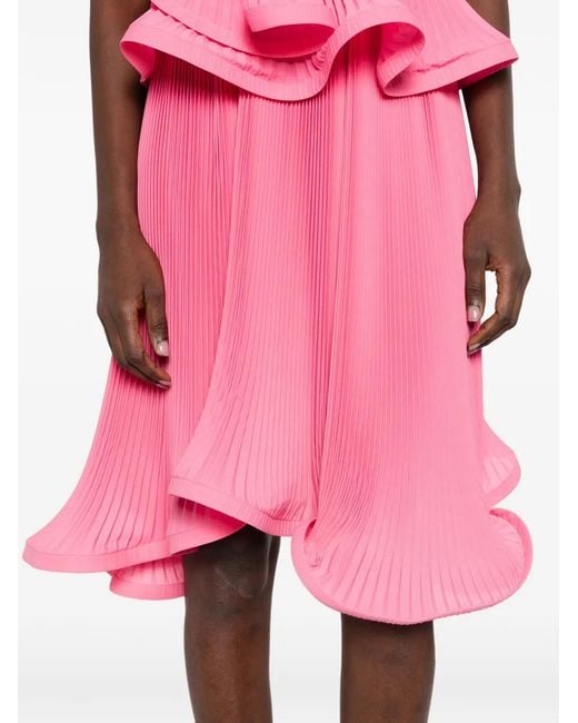ROWEN ROSE Pink Pleated Midi Skirt