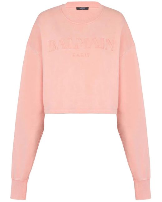 Balmain Pink Sweatshirt mit vintage-stickerei