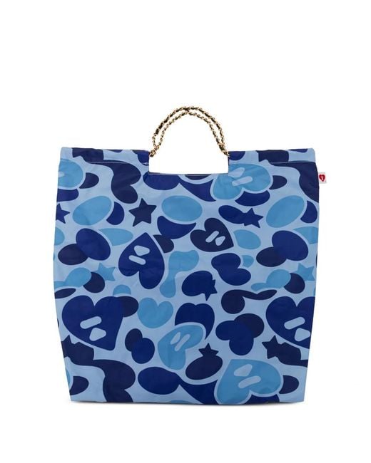 AAPE BY A BATHING AP Blue Printed Tote Bag