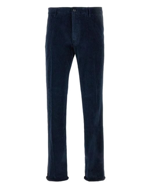 Incotex Blue Corduroy Cotton-Blend Trousers for men