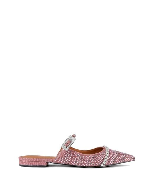 Kurt Geiger Pink Crystal Buckle Flat Mules