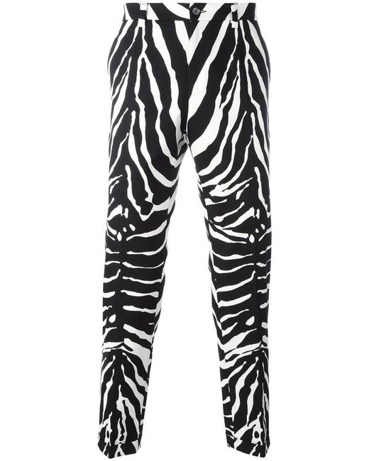 Dolce & Gabbana Black Zebra Print Trousers for men