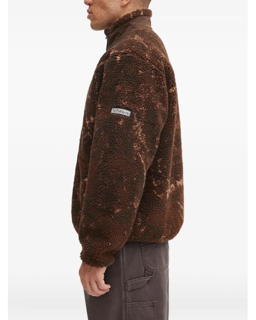 No Problemo Brown Zip-Up Fleece Jacket for men