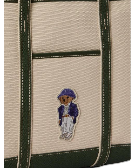 Polo Ralph Lauren Natural Small Canvas Polo Bear Shopper Tote