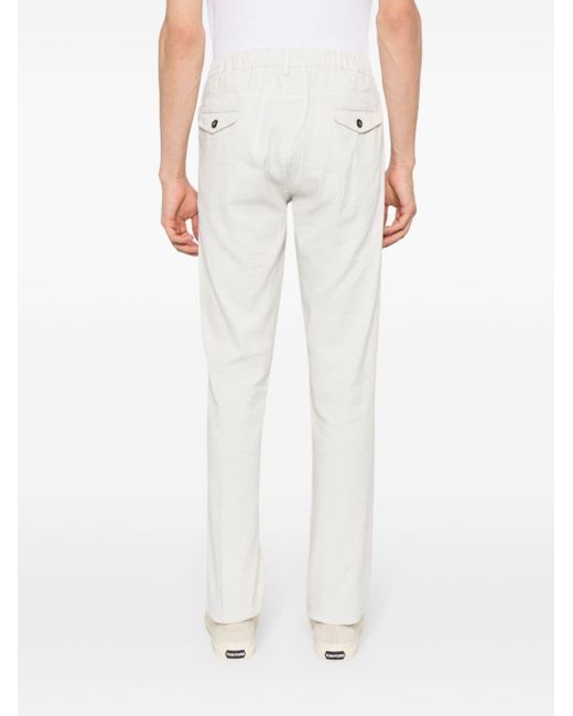 Eleventy White Linen-blend Straight Trousers for men