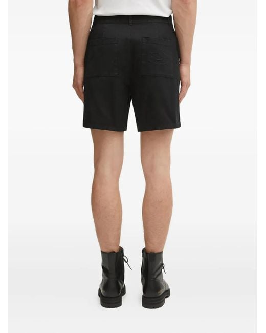 Represent Black Embroidered-Patch Pocket Shorts for men