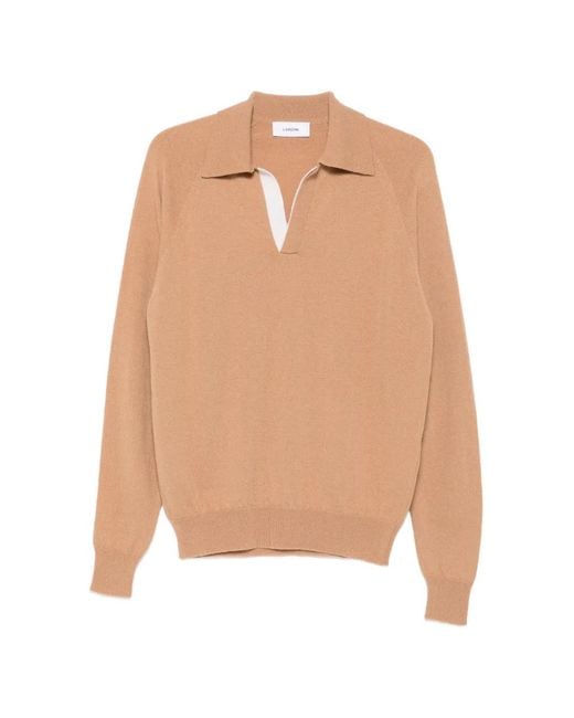 Lardini Natural Contrast-Trim Raglan-Sleeve Sweater for men