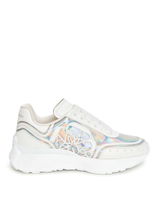 Alexander McQueen Holographic-effect Low-top Sneakers in White | Lyst