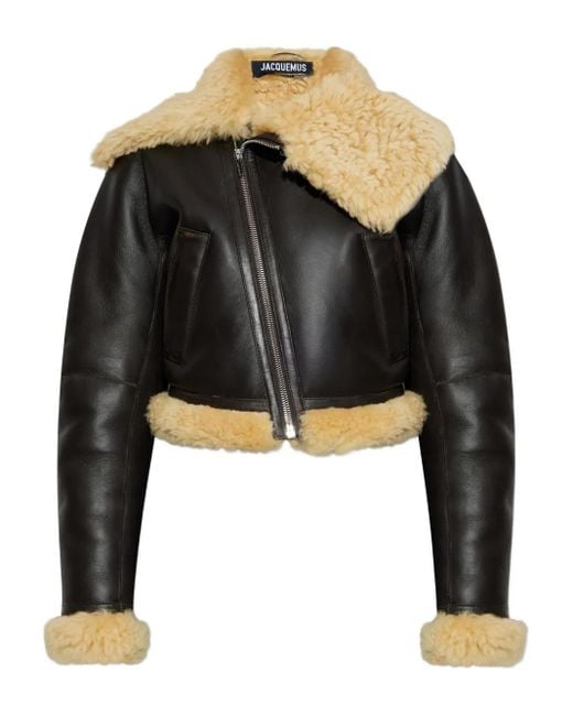 Jacquemus Black Cropped Leather Jacket