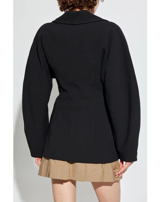 Ganni Black Curved Structured Jacket