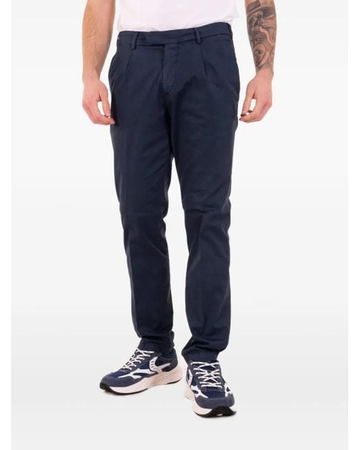 Devore Blue Pleated Cotton Trousers for men