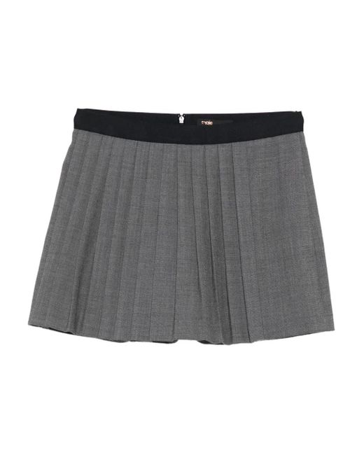 Maje Gray Box-Pleated Skirt