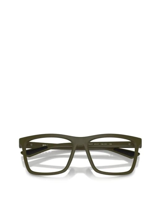 Prada Linea Rossa Black Rectangle-Frame Glasses