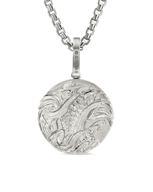 David Yurman White Sterling Dragon Amulet (30.9Mm) for men