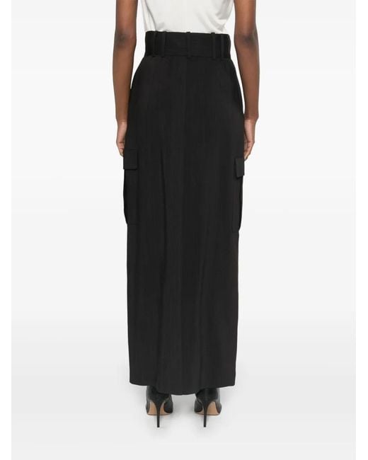 IRO Black Interlock Twill Maxi Cargo Skirt