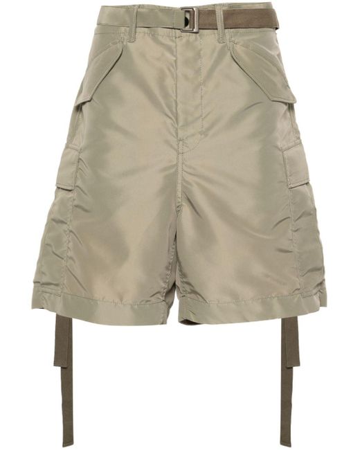 Sacai Natural Gabardine Cargo Shorts for men