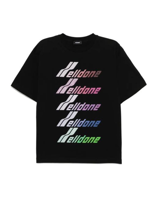 we11done Black T-Shirt Mit Logo-Print
