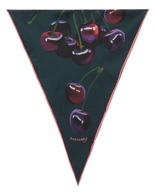 Burberry Blue Cherry-print Silk Scarf