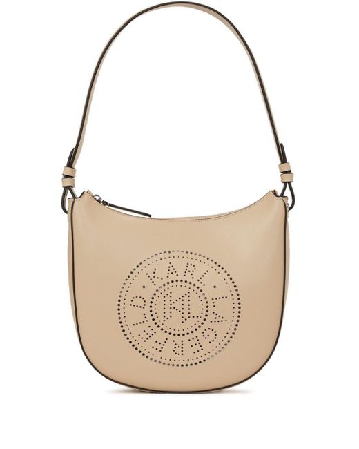 Karl Lagerfeld White K/circle Moon Perforated-logo Shoulder Bag