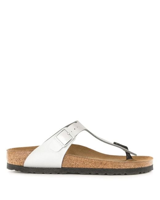 Birkenstock White Gizeh Slip-On Sandals