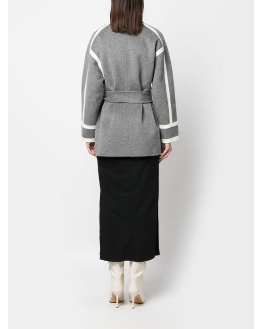 Maje Gray Belted Wool-blend Coat