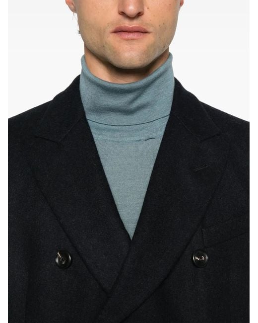 Emporio Armani Black Double-Breasted Coat for men