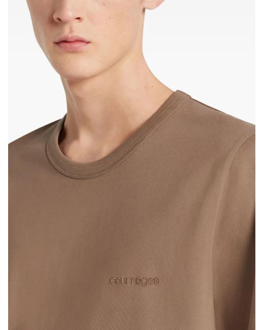 Courreges Natural Logo-Embroidered Short-Sleeve T-Shirt for men
