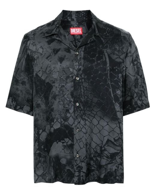 DIESEL Black S-bristol Camouflower-print Shirt for men