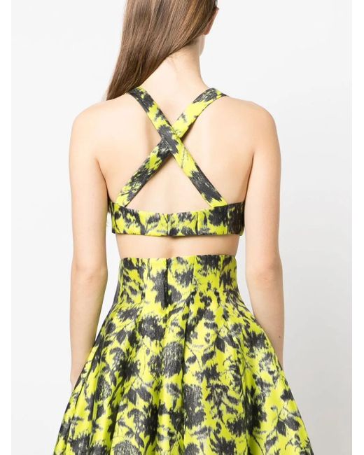 Philosophy Di Lorenzo Serafini Yellow Floral-Print Cross-Strap Bralette
