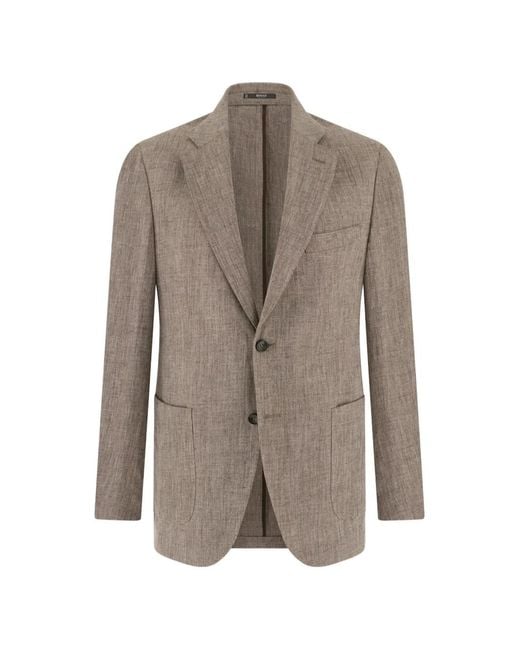Boggi Brown Mélange Pure Linen Jacket for men