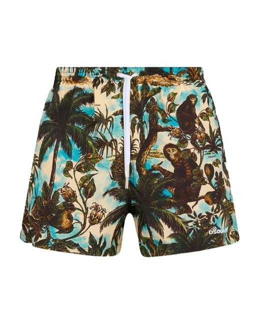 DSquared² Green Monkey Business Midi Swim Boxers for men