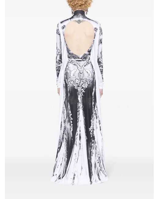 Jean Paul Gaultier White Paris Graphic-pattern Stretch-woven Maxi Dress