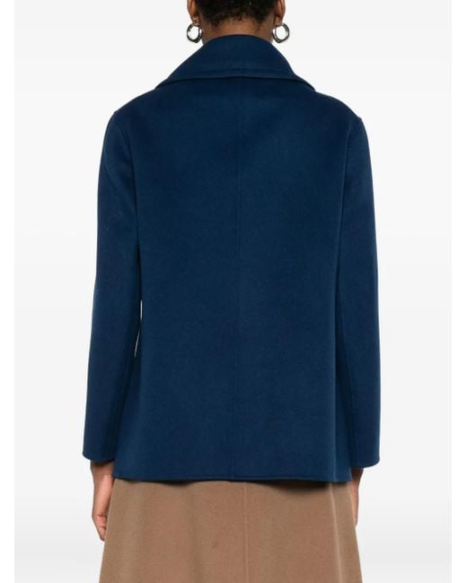 Max Mara Blue Double-Breasted Peacoat