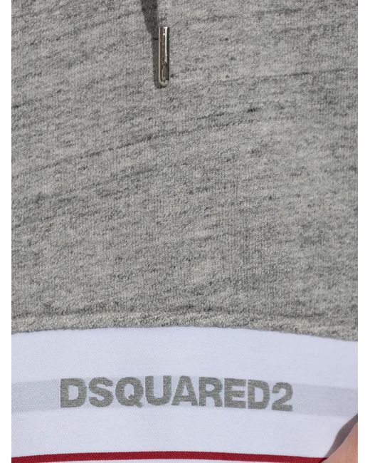 DSquared² Gray Tape Onion Cropped Hoodie