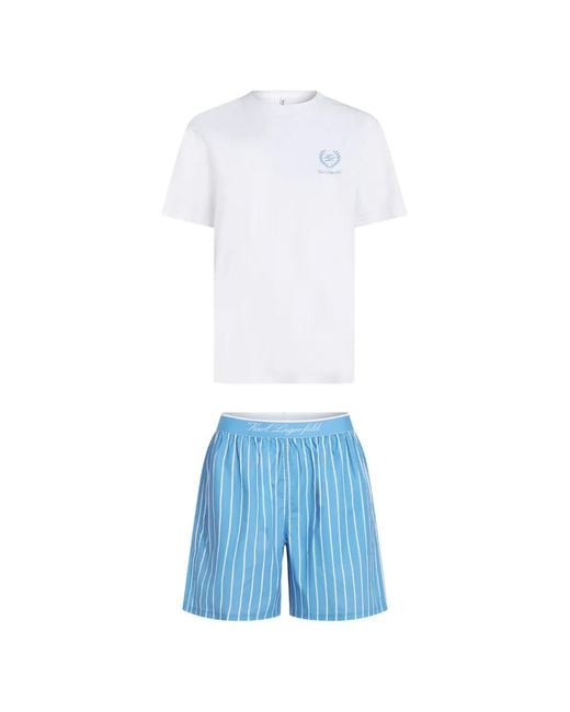 Karl Lagerfeld Blue Striped Shorts Pajama for men
