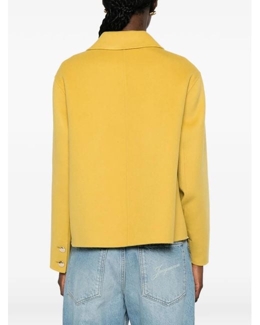 Max Mara Yellow Button-Up Chest-Pocket Jacket