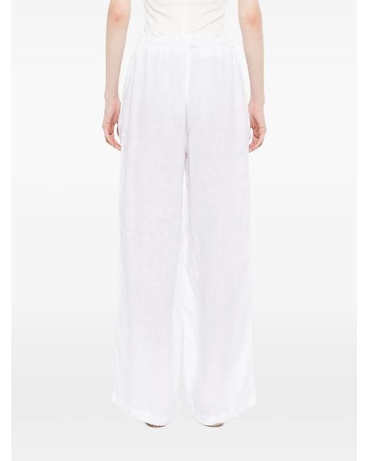James Perse White Drawstring Linen Trousers