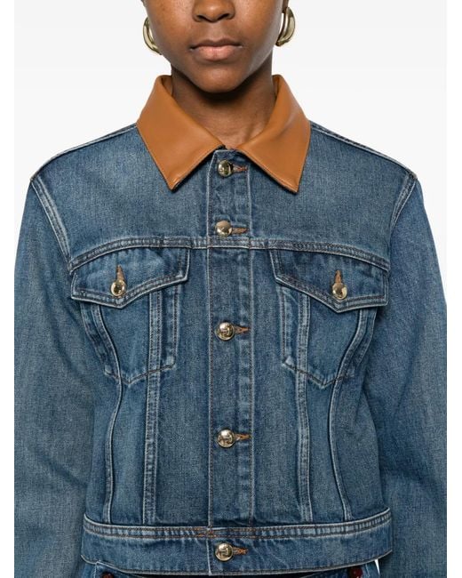 Maje Blue Button Collared Denim Jacket
