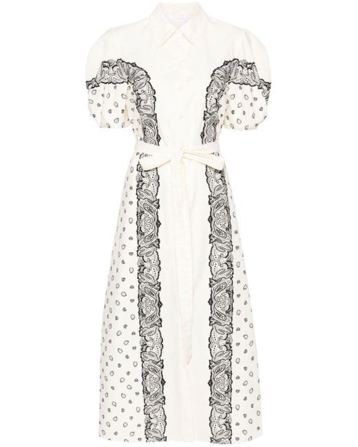 Chloé White Bandana-print Midi Shirt Dress